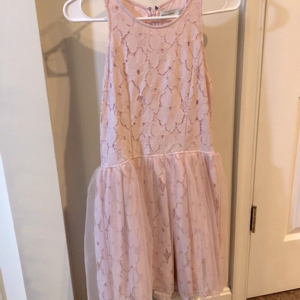 Abercrombie Kids XL/16 Light Pink Dress With Overlay, Floral Dress